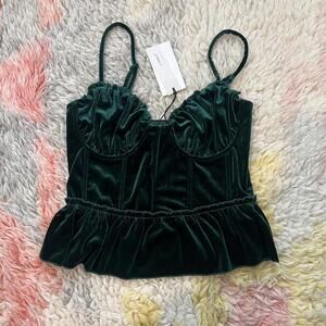 green velvet corset peplum top